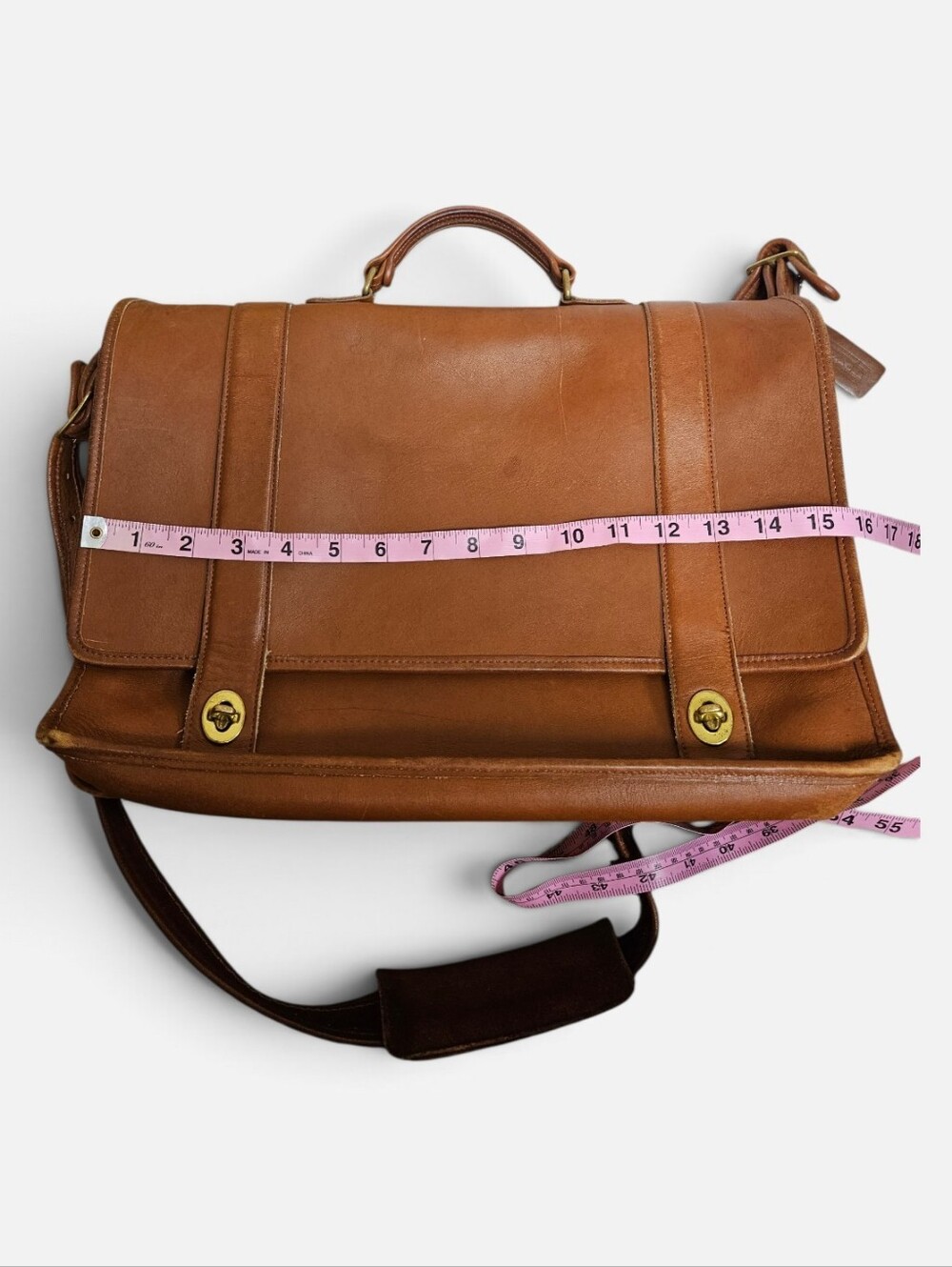 VTG COACH Bag Briefcase Business Men's Leather 5274 Essex Brief Cognac Brown - Picture 6 of 16